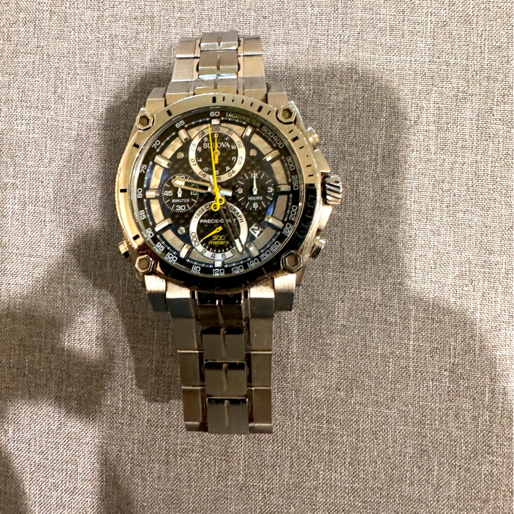 Silver Bulova Precisionist watch